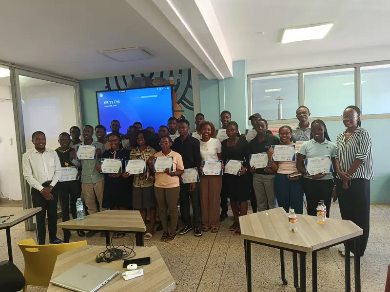 The bootcamp cohort holding their certificates