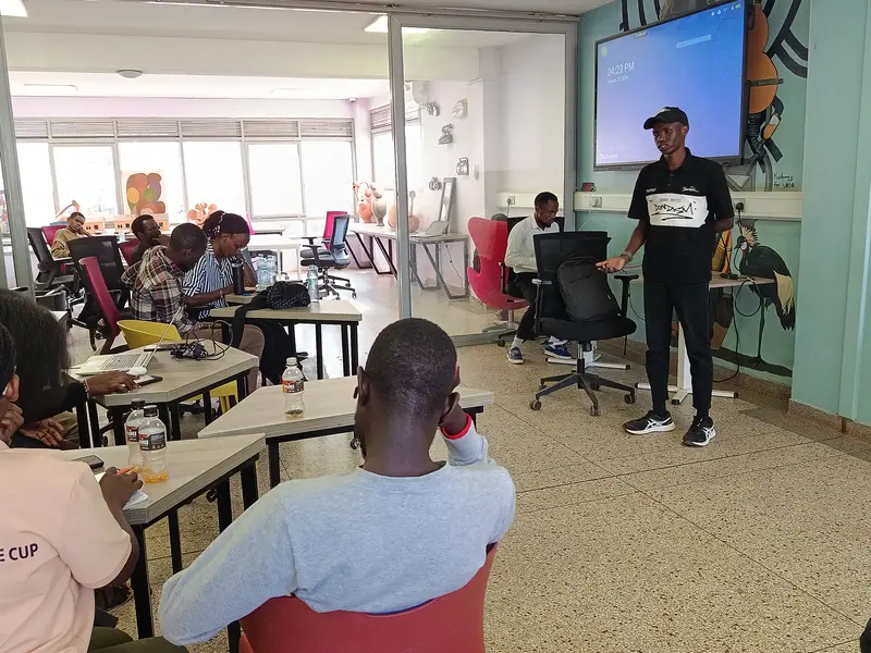 Presenting to the room during the bootcamp